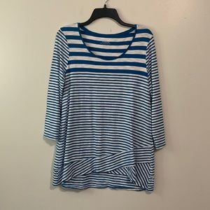 Chico’s Teal Blue and White stripes by Chico's Size1 Long Sleeve ultimate tee